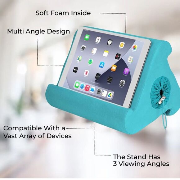 Flippy Pillow Tablet Original Blue iPad EReader Audio Book Stand Plush Lap Easel - Picture 11 of 12